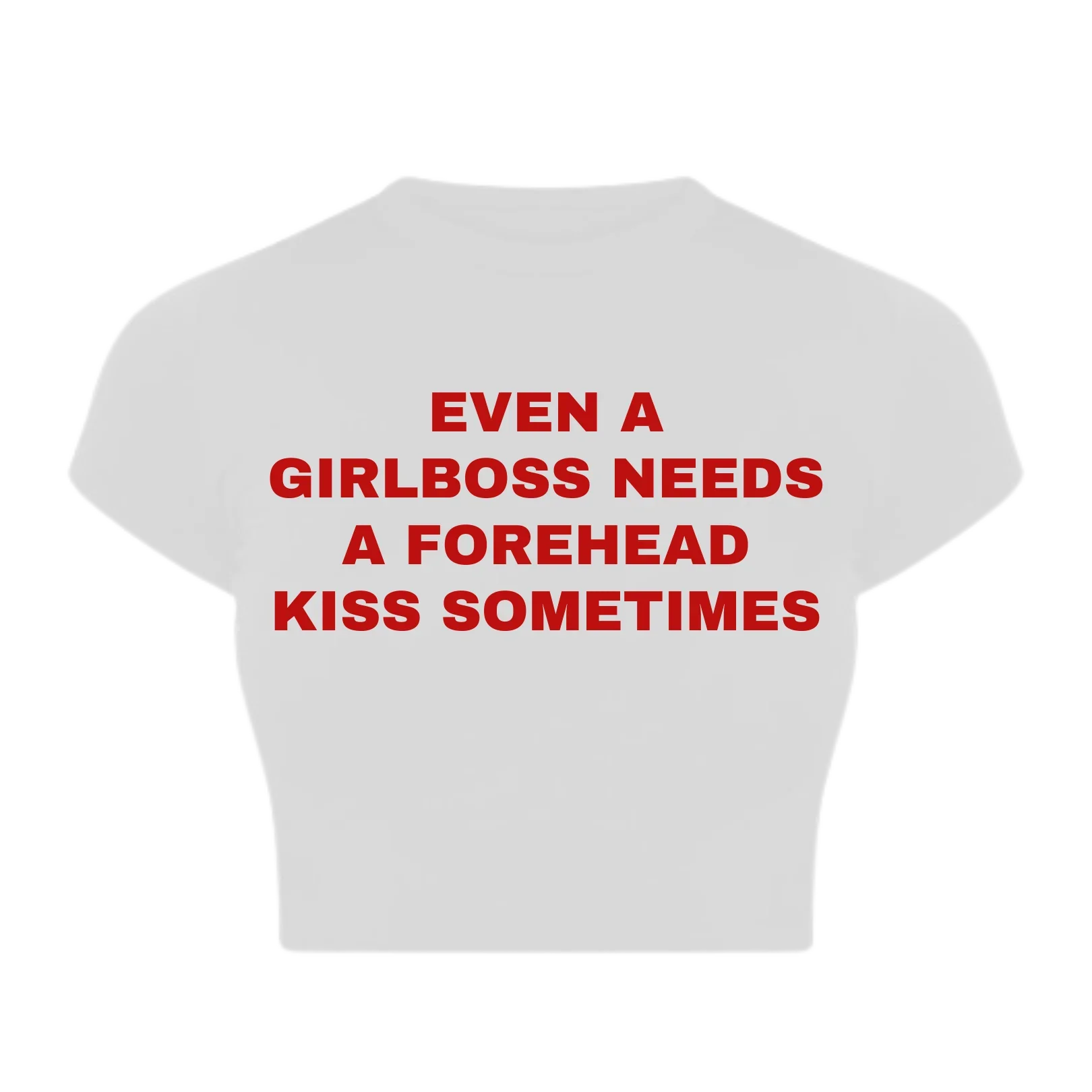 Girlboss Forehead Kiss Baby Crop Top – Trendy Color White