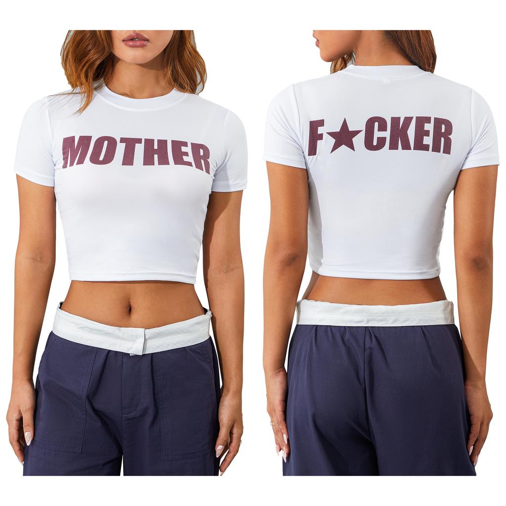 Bold Statement Baby Tee Crop Top – Edgy & Trendy Color White