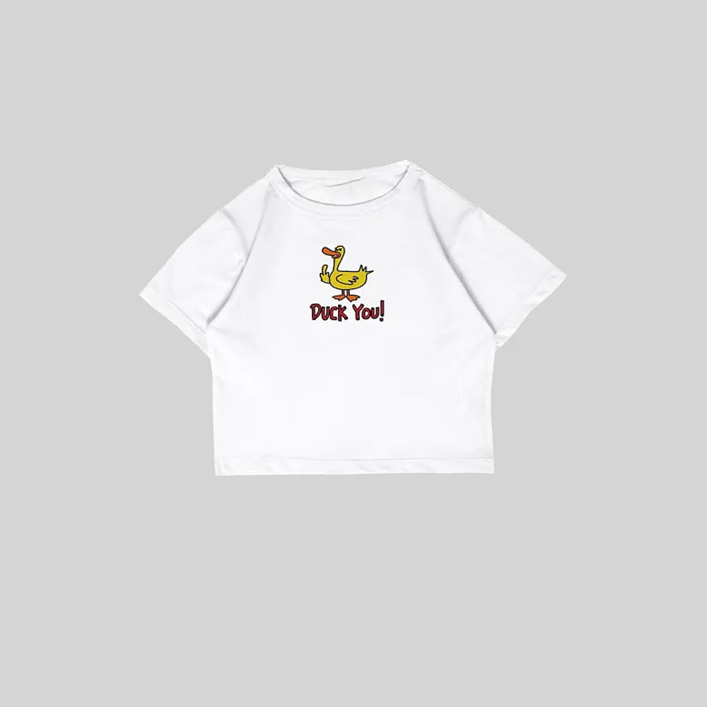 Duck You Baby Tee | Trendy Y2K Graphic Crop Top for Women