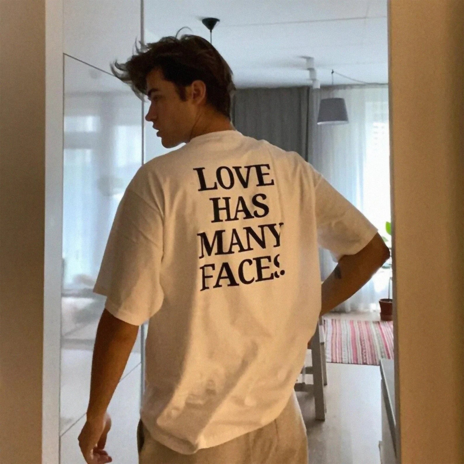 Love Has Many Faces Oversized T-Shirt | Drop Sholder