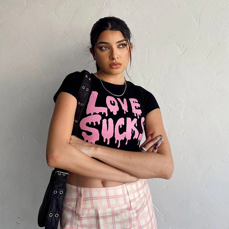 Love Sucks Black Baby Tee | Crop Top