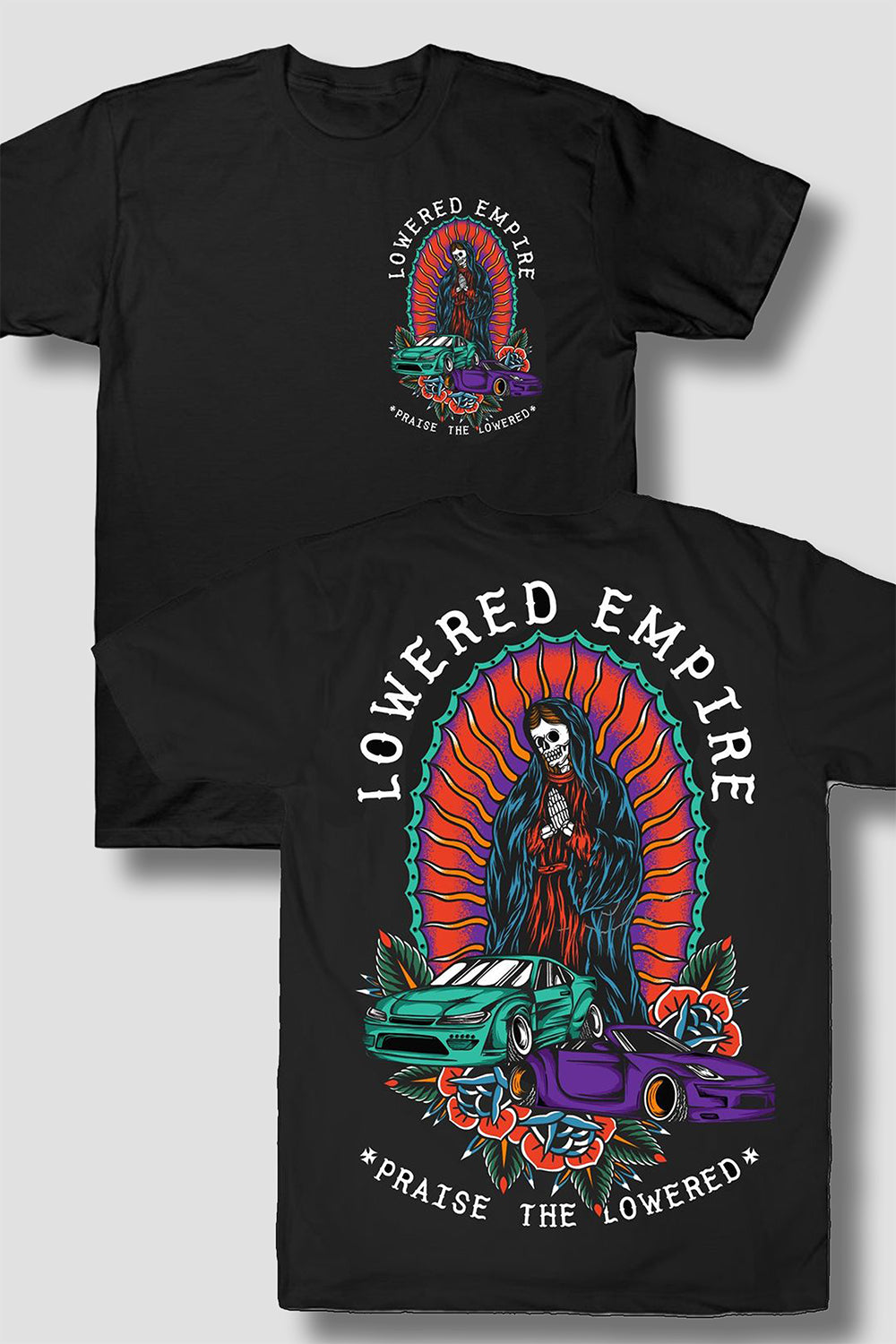 Lowered Empire Oversized T-Shirt – 180 GSM Streetwear with Skull Art & Car Graphic