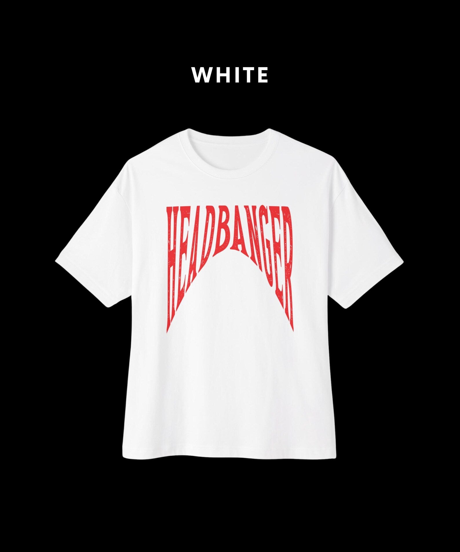"HEADBANGER" Oversized T-Shirt – White & Black | 180 GSM Heavyweight Music-Inspired Streetwear