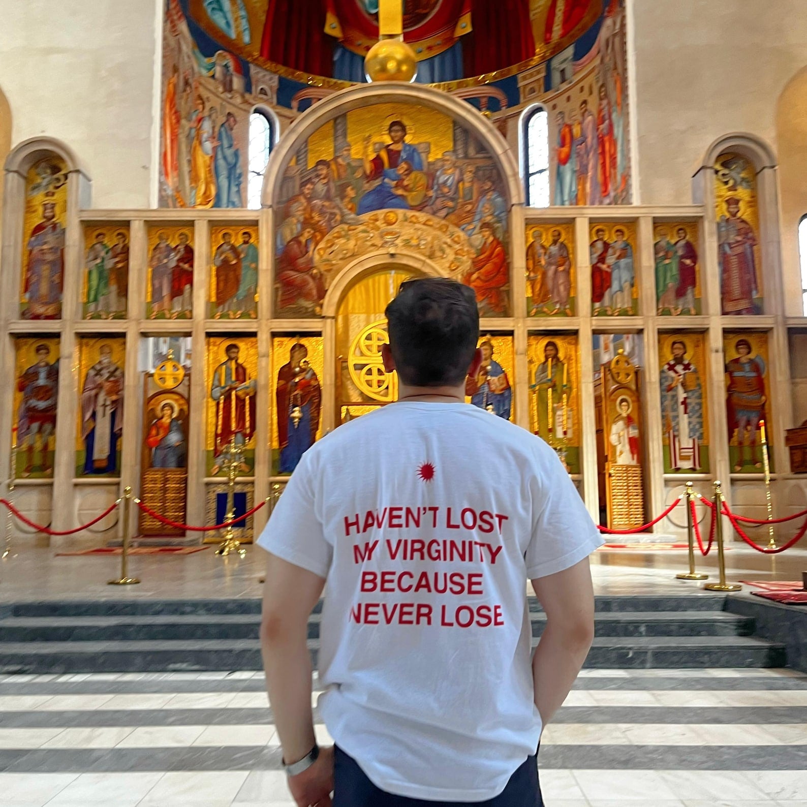 Men’s Funny Graphic Tee – "Haven’t Lost My Virginity Because I Never Lose"