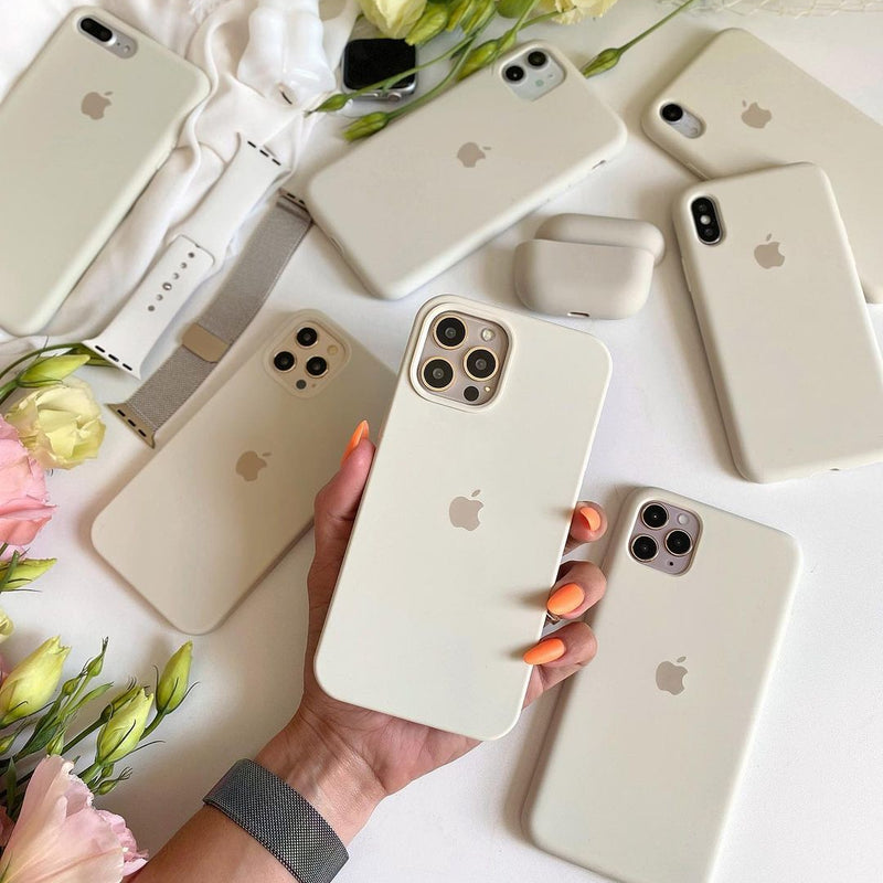 Antique White iPhone Silicone Case – Premium Soft Touch Cover | Zyra Drip™