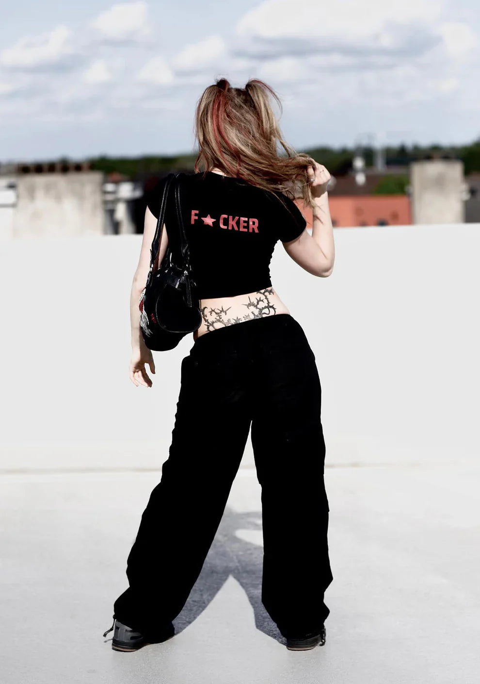 Bold Statement Baby Tee Crop Top – Edgy & Trendy Streetwear Color Black