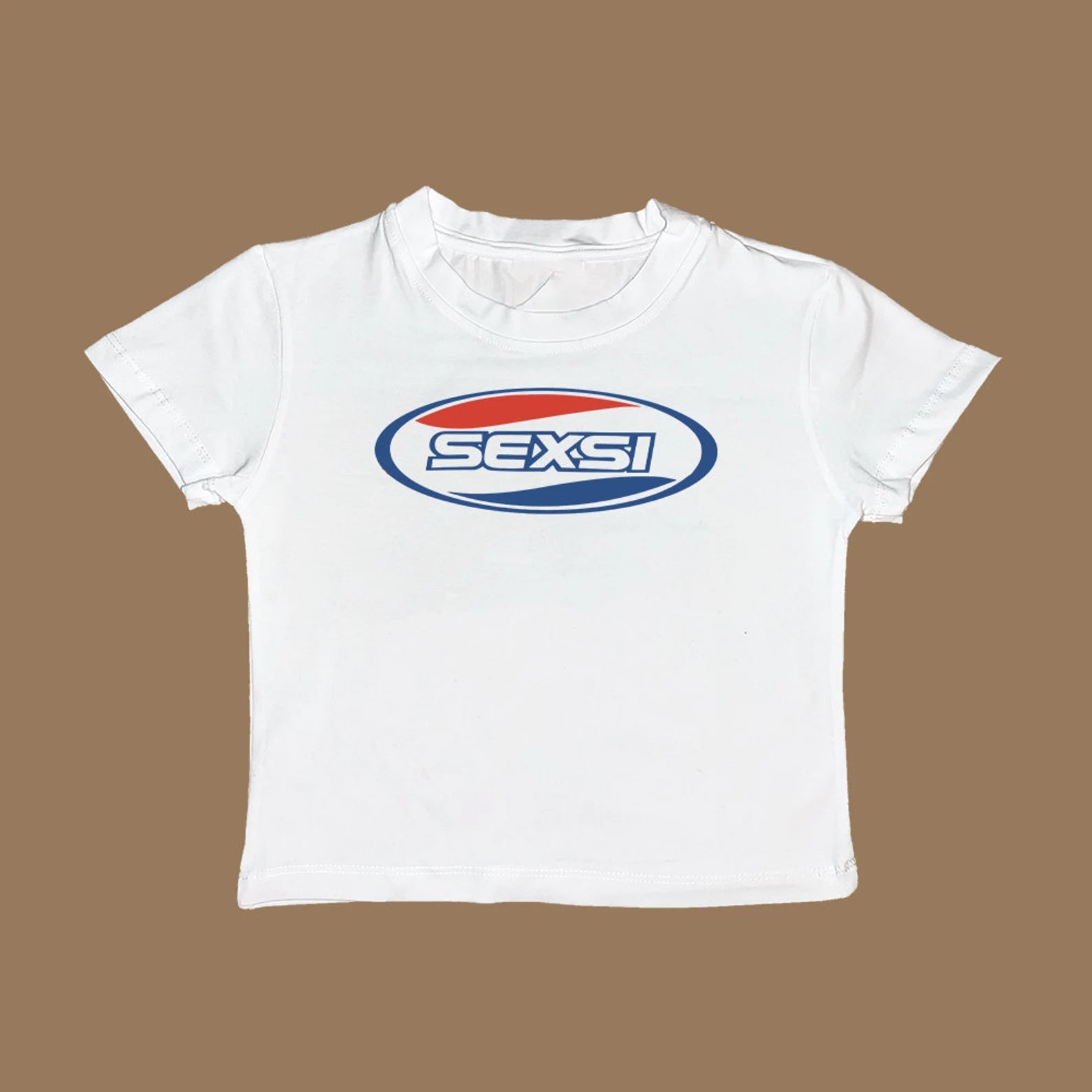 Bold “Sexsi” Baby Tee – Retro-Inspired Graphic Crop Top Color White