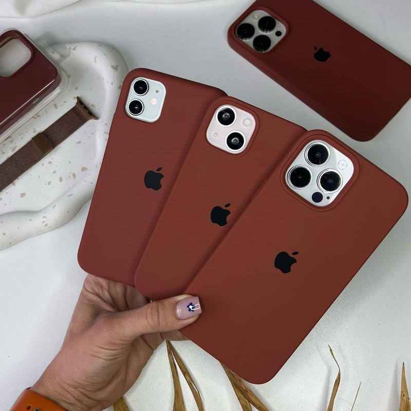 Brown iPhone Silicone Cover – Soft Touch, Anti-Slip & Stylish Protection