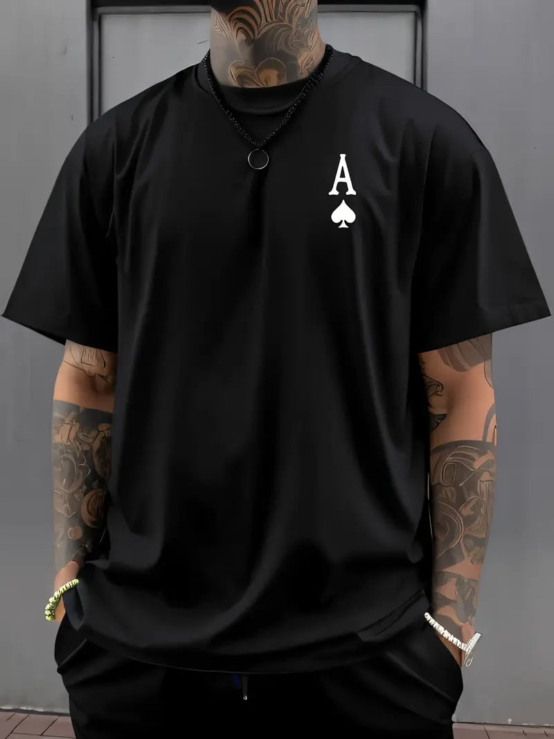 Men's Oversized Ace of Spades Graphic T-Shirt – Black Streetwear Tee