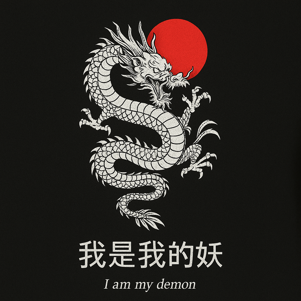 I Am My Demon Dragon Tee – Bold Asian Myth Art on Black Streetwear