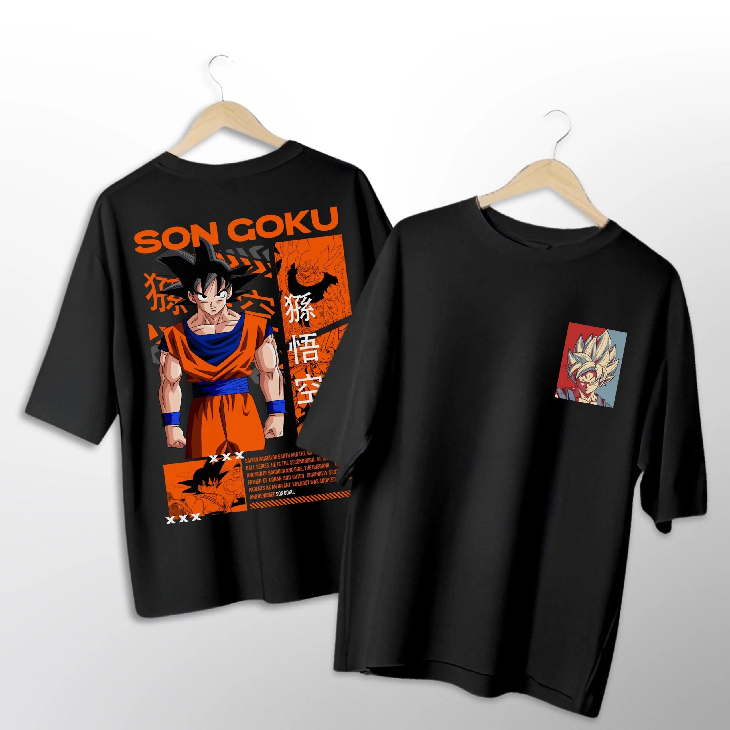 Black Oversized Son Goku Anime Tee | Dragon Ball Z Super Saiyan Streetwear