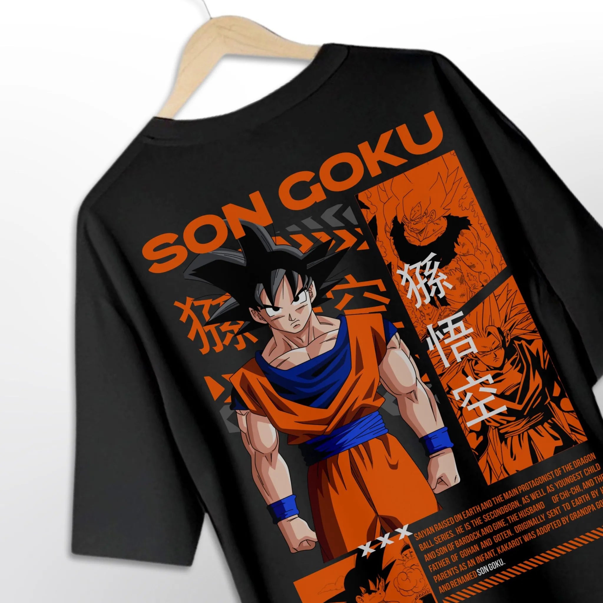 Black Oversized Son Goku Anime Tee | Dragon Ball Z Super Saiyan Streetwear
