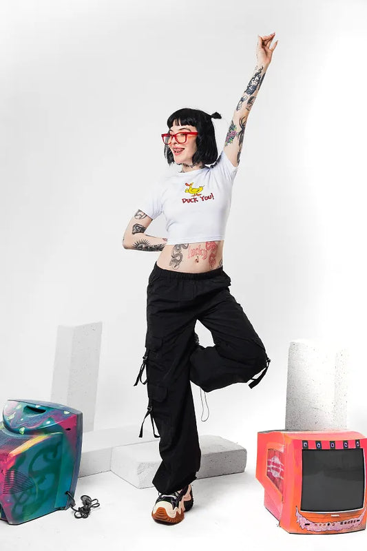 Duck You Baby Tee – Graphic Y2K Crop Top