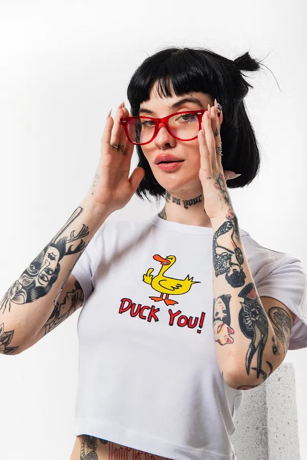 Duck You Baby Tee | Trendy Y2K Graphic Crop Top for Women