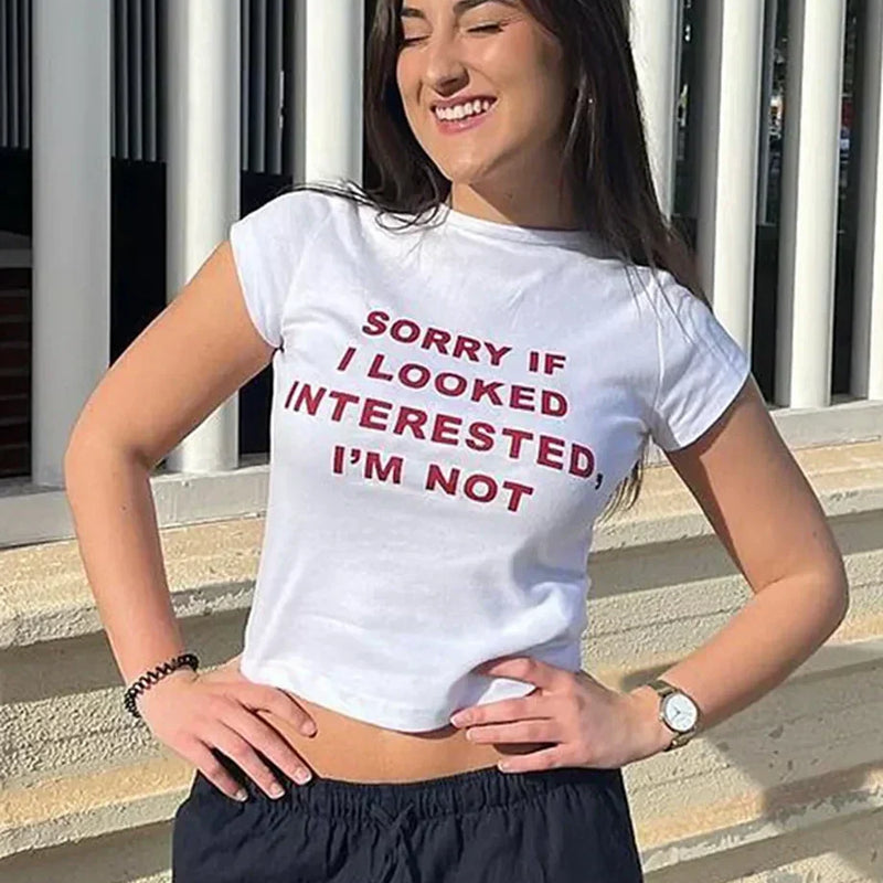 Sorry I Look Interested I'm Not Baby Tee | Crop Top