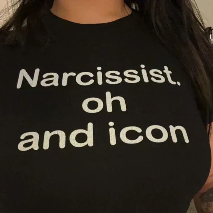 Narcissist Oh and Icon Baby Tee – Black Crop Top