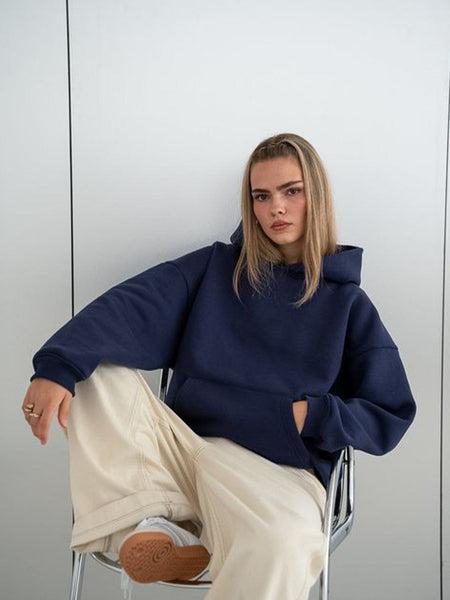 Oversized Navy Blue Hoodie for Women