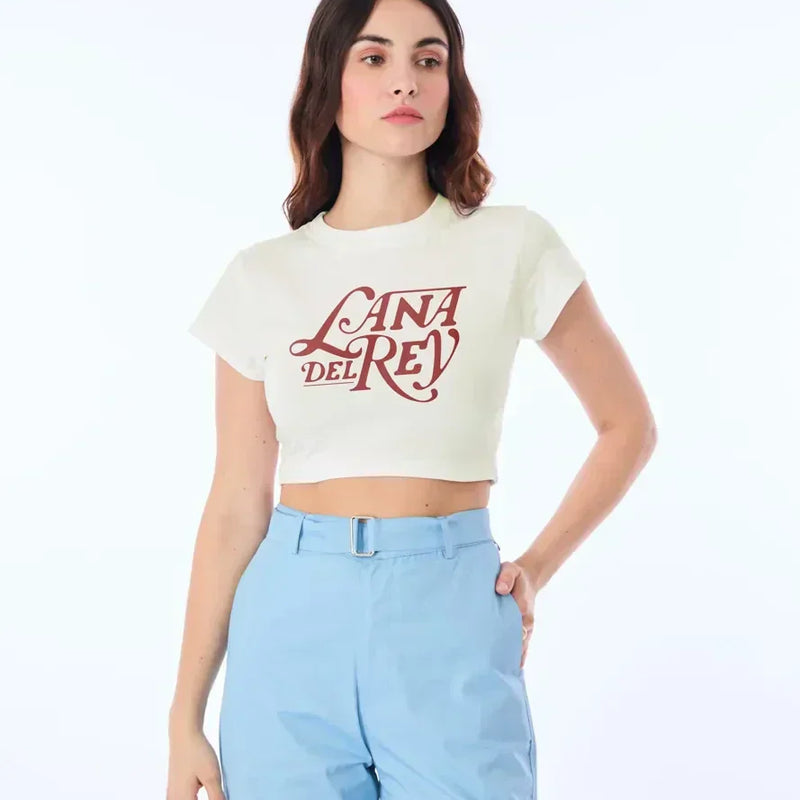 Lana Del Rey Inspired Off White Baby Tee | Crop Top