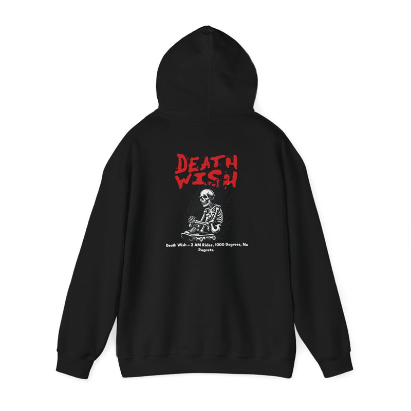 Unisex Black Oversized Hoodie – “Death Wish” 
