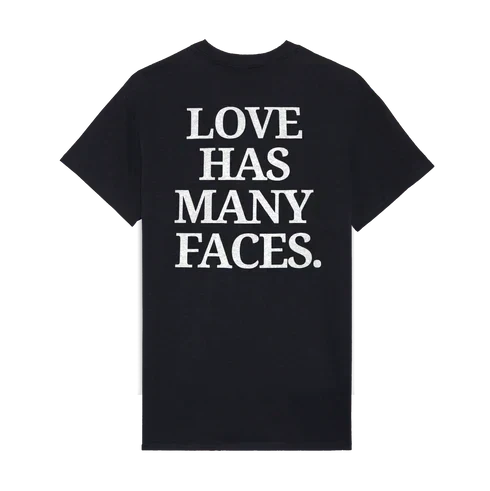Love Has Many Faces | Black Oversized Drop Shoulder Tee for Men