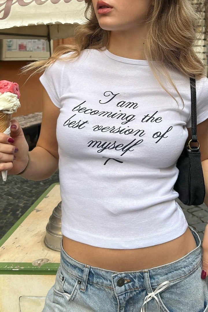 I am Becoming Best Version Baby Tee | Crop Top