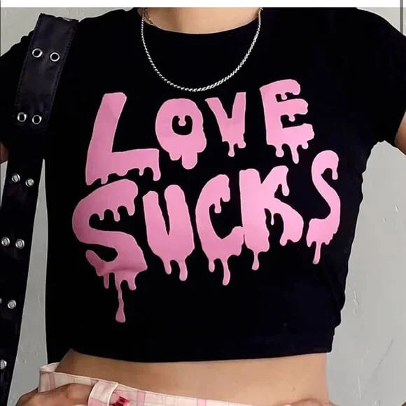Love Sucks Black Baby Tee | Crop Top
