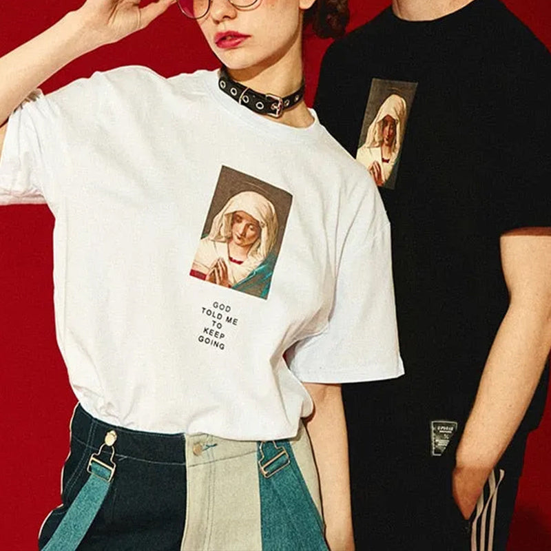 Virgin Mary Oversized T-Shirt – Unisex Graphic Streetwear Tee