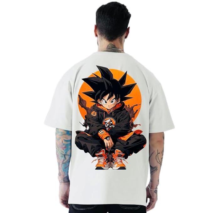 Oversized Goku Streetwear Tee – Urban Saiyan Vibes in White