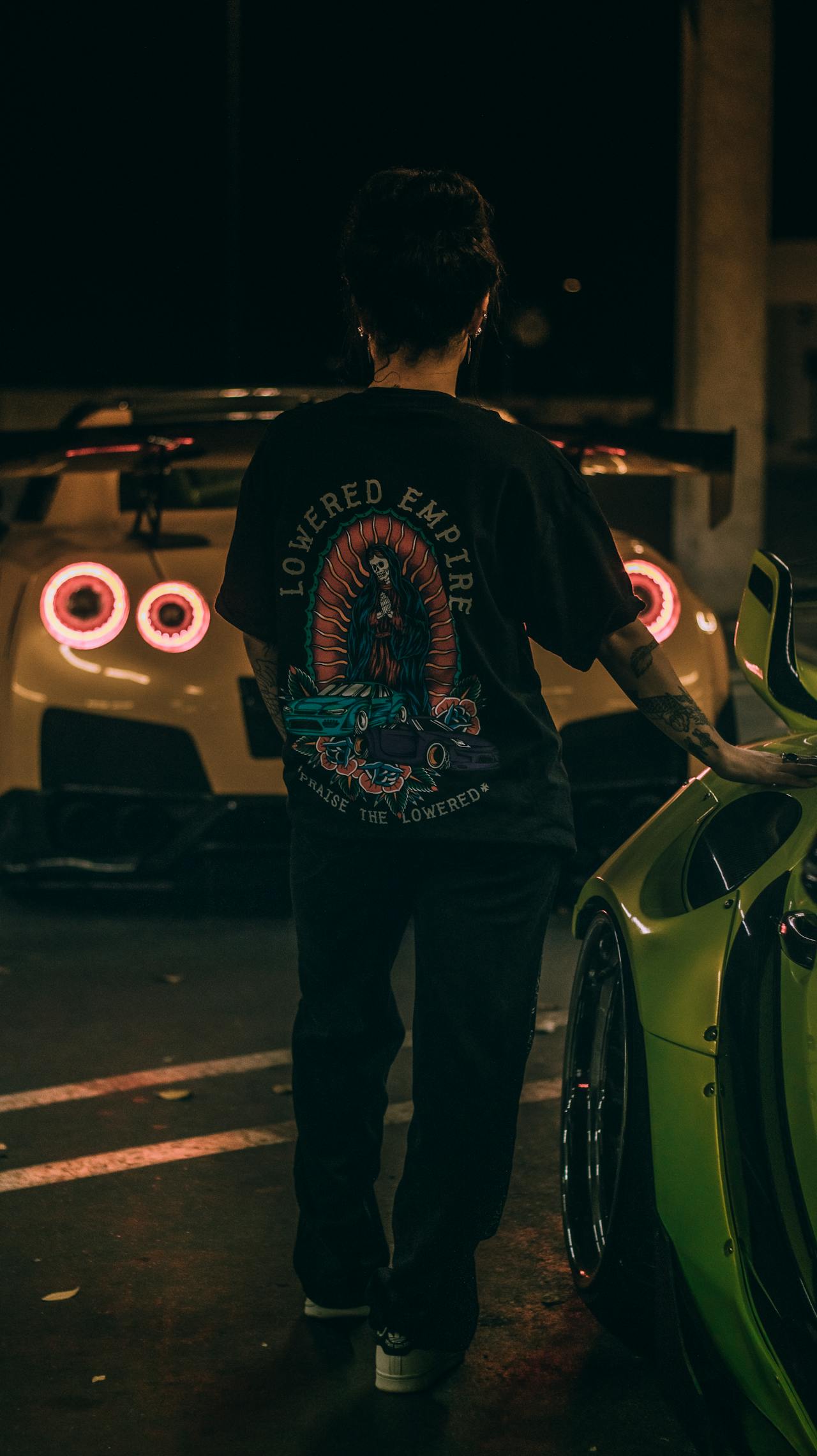 Lowered Empire Oversized T-Shirt – 180 GSM Streetwear with Skull Art & Car Graphic