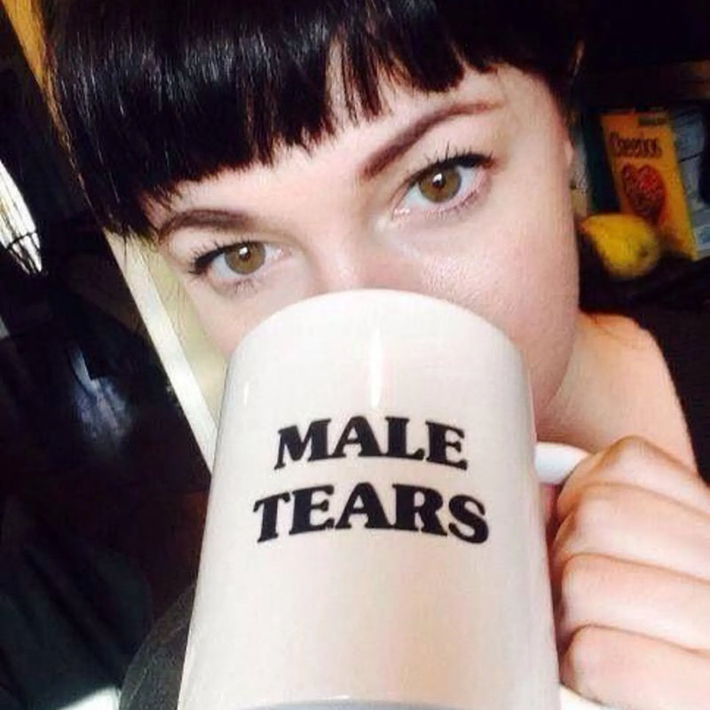 Male Tears 11oz Ceramic Mug – Funny Feminist Coffee Cup, Glossy White, Fade-Proof Print