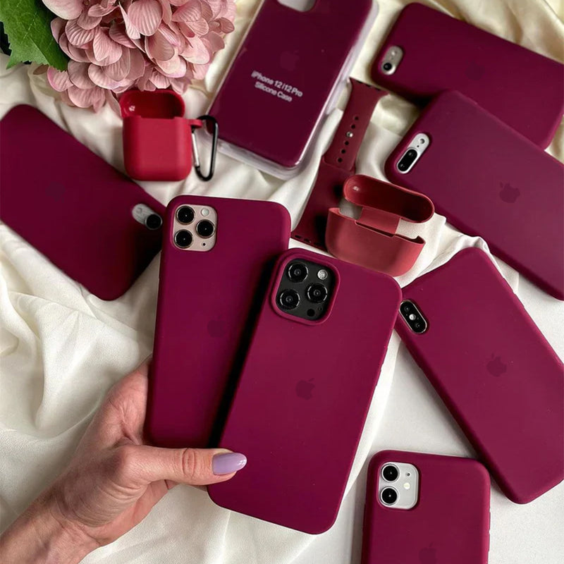Minimal Back Logo - Wine Maroon iPhone Silicone Case | Zyra Drip™