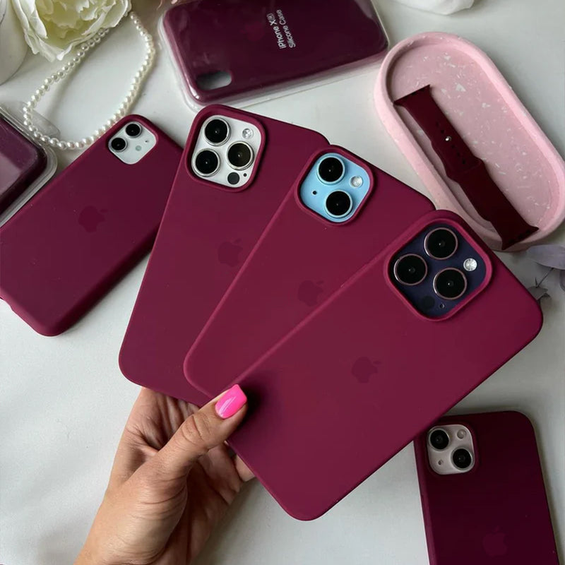 Minimal Back Logo - Wine Maroon iPhone Silicone Case | Zyra Drip™