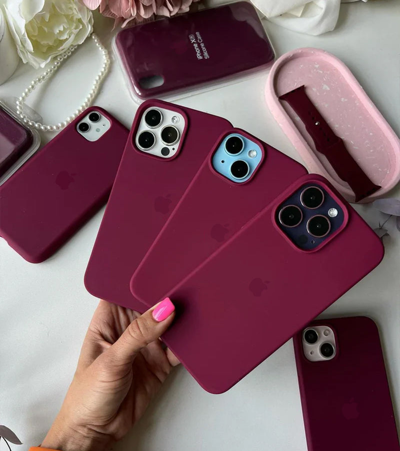 Minimal Back Logo - Wine Maroon iPhone Silicone Case | Zyra Drip™