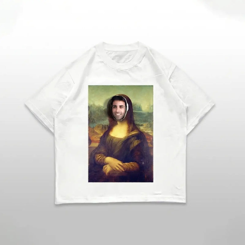 Mona Lisa ft Raju Women's Oversized T-Shirt | Art Graphic Streetwear Tee