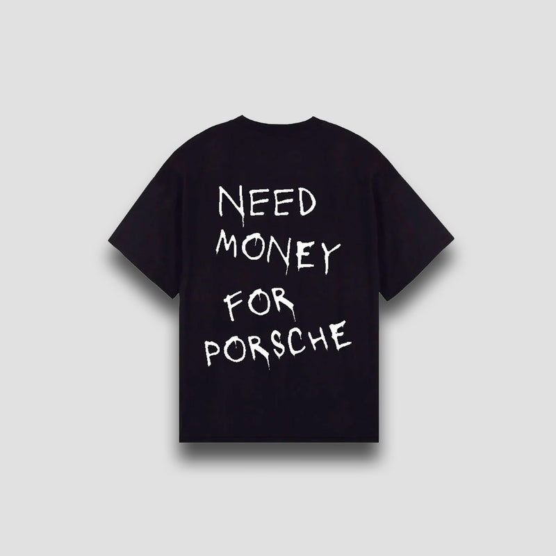 Need Money For Porsche Oversized Black T-Shirt for Women