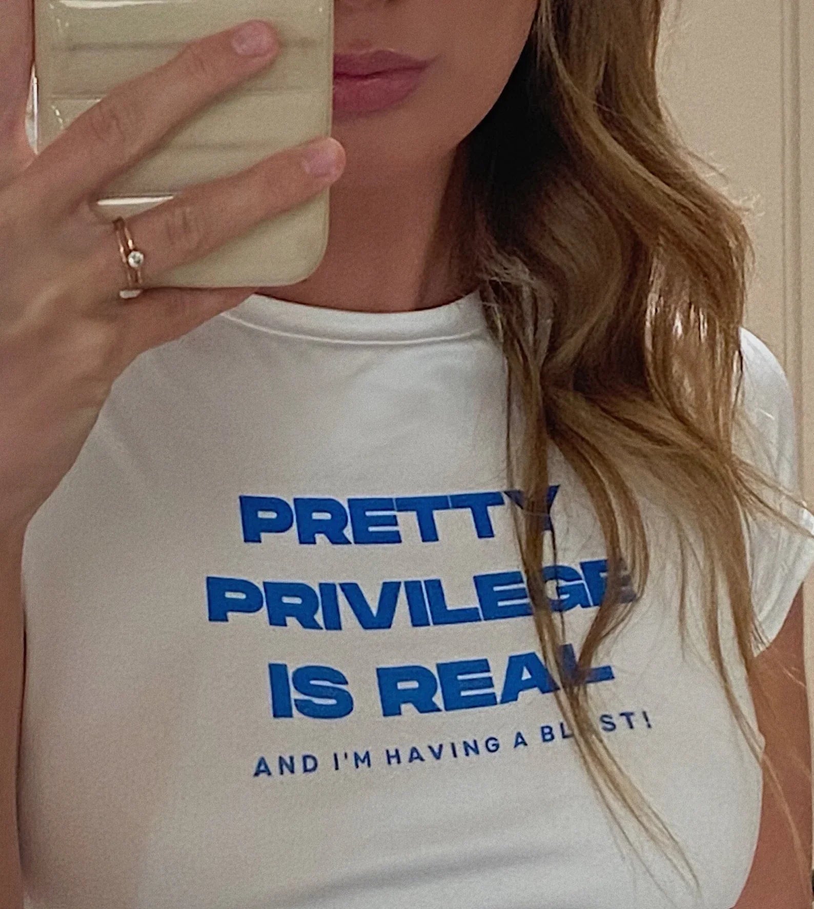 Pretty Privilege Baby Tee – Trendy Fitted Crop Top for Women
