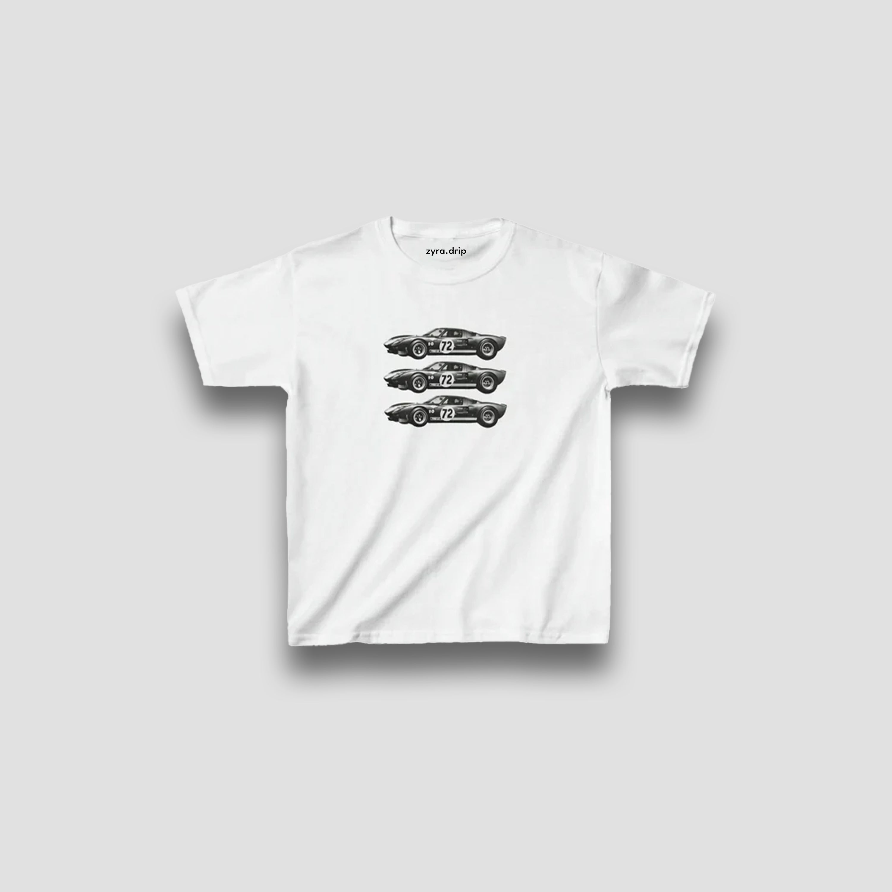 Women's Vintage Race Car Baby Tee – Retro Graphic Crop Top