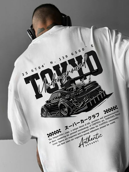 Tokyo Underground Oversized T-Shirt for Men – Premium Cotton, Streetwear Car Graphic