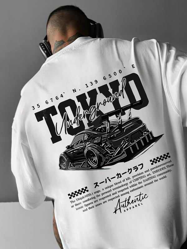 Tokyo Underground Oversized T-Shirt for Men – Premium Cotton, Streetwear Car Graphic