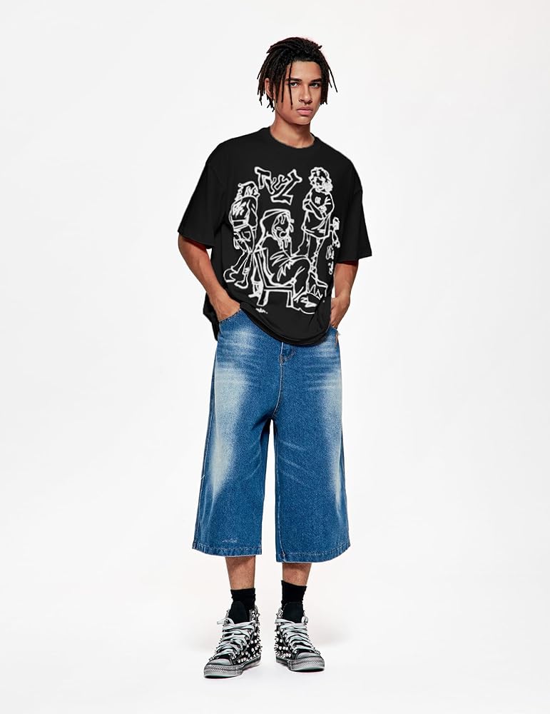 Oversized Black Graphic Sketch T-Shirt – Streetwear Unisex Tee