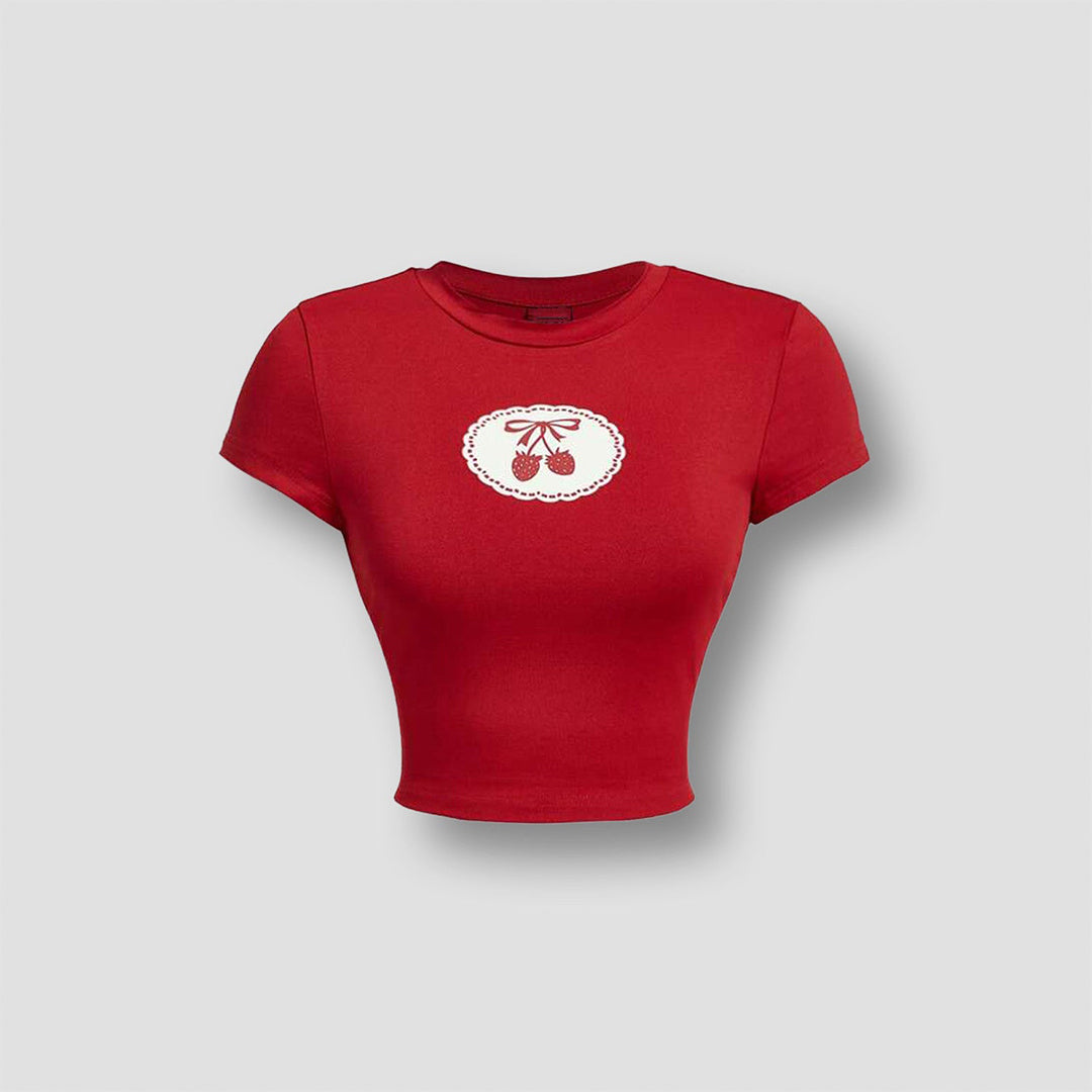 Belta 02 Red Crop Top | Baby Tee