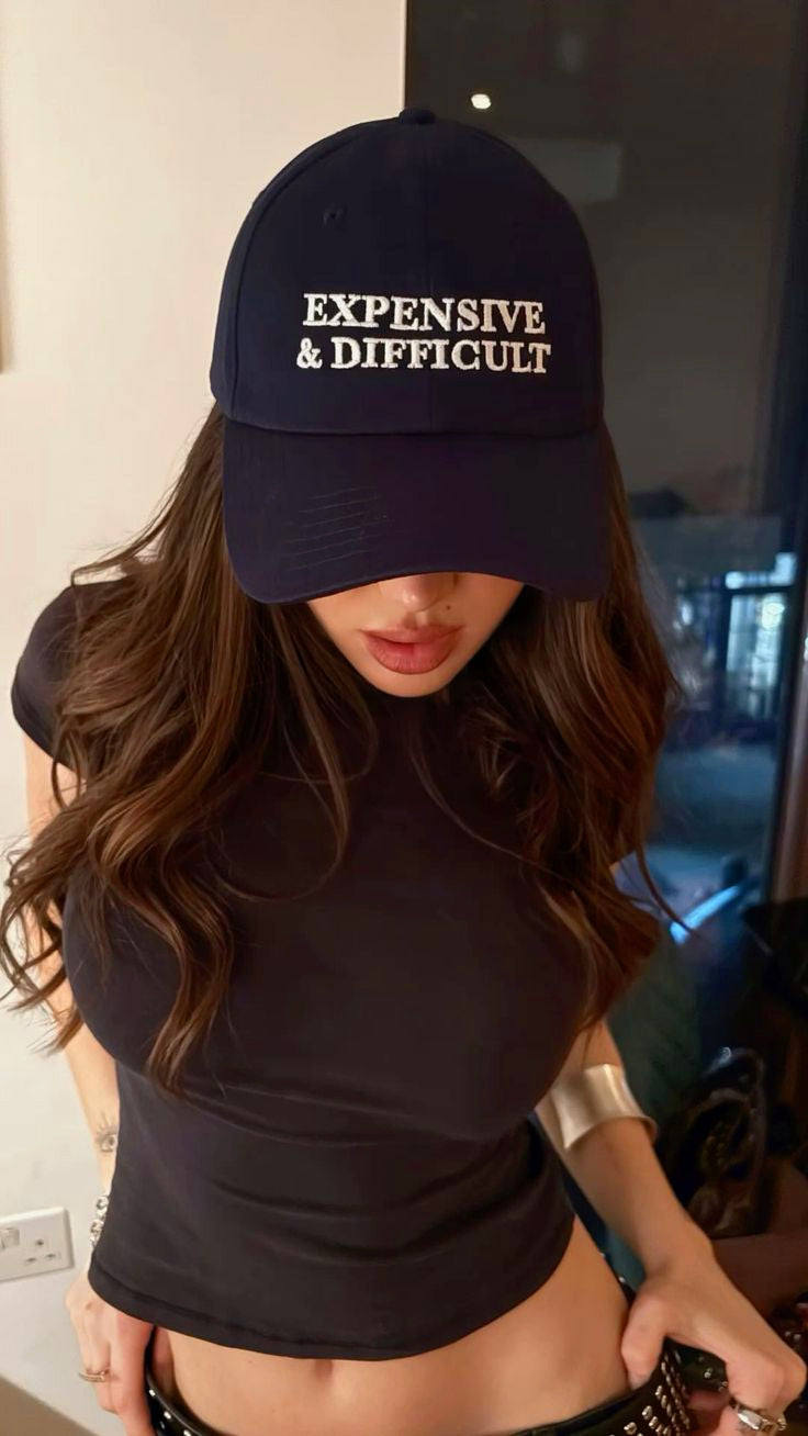 Women’s Black “Expensive & Difficult” Embroidered Baseball Cap