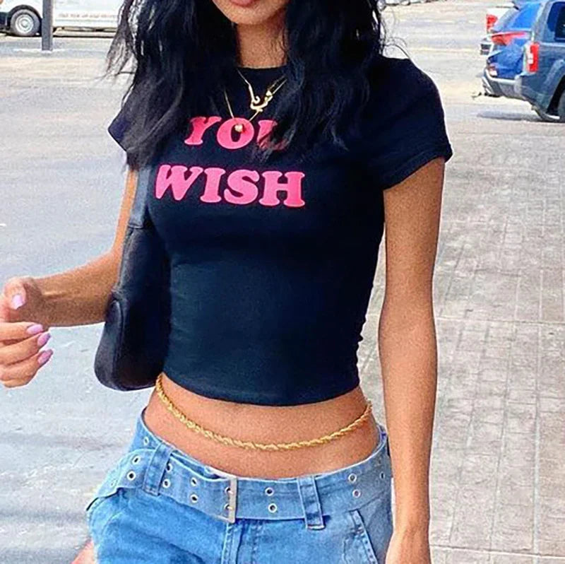 YOU WISH Graphic Baby Tee for Women